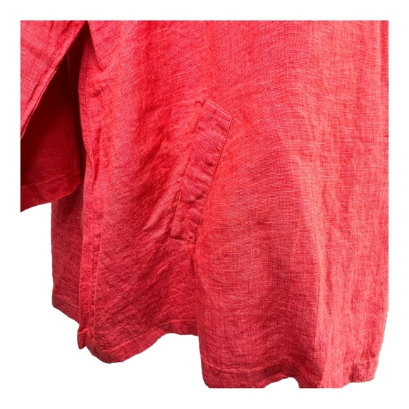 New FLAX Back Up Linen Tunic Shirt 3G 3X Cherry Yarn Dye - Picture 3 of 9